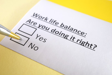 One person is answering question about work life balance.
