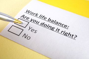 One person is answering question about work life balance.