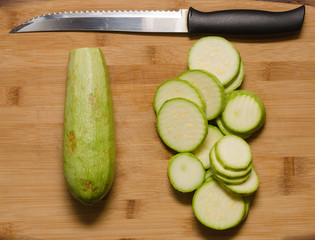 sliced zucchini for cooking, delicious food at home, diet menu