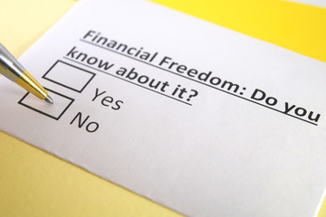 One person is answering question about financial freedom.