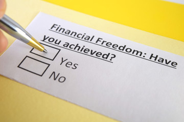 One person is answering question about financial freedom.