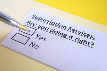 One person is answering question about subscription services.