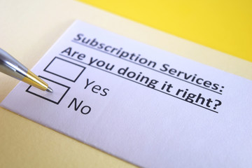 One person is answering question about subscription services.