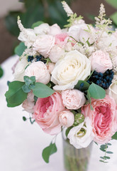 Wedding flowers, bridal bouquet closeup.
