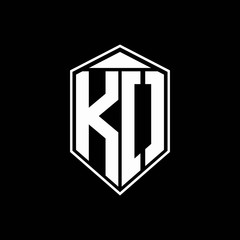 ko logo monogram with emblem shape combination tringle on top design template - obrazy, fototapety, plakaty