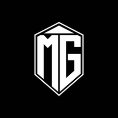 mg logo monogram with emblem shape combination tringle on top design template - obrazy, fototapety, plakaty