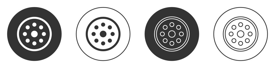 Black Sewing button for clothes icon isolated on white background. Clothing button. Circle button. Vector Illustration