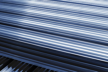 Fototapeta premium Closeup of many aluminum radiators for cooling electrical equipment