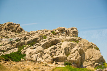 Fototapeta na wymiar View of the Cape Formentor mountain on Palma de Mallorca, summertime