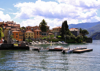 Fototapeta na wymiar Bellagio port pier on Lake Como, Lombardy, Italy