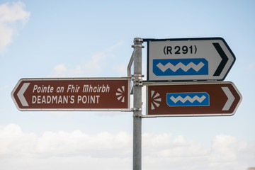 Road sign deadman's point in county Sligo near Rosses point.
