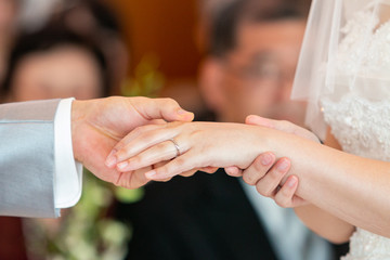 結婚式、指輪の交換