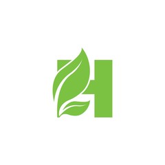 letter H with leaf logo vector