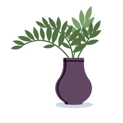 Flower pot. Nature cartoon vector illustration of leaf of flowers.