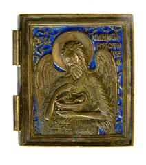 The baptist. John the Baptist. Gate from the diisus. The end of the 19th century. Enamel. Copper plastic.