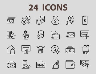 BUSINESS & FINANCE Thin Line Icon Set, contains icons such as Coins, Currency Exchange, Card Payment, Terminal and much more, Editable Line, Vector Illustration