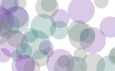 Multicolored translucent circles on a white background. Green tones. 3D illustration