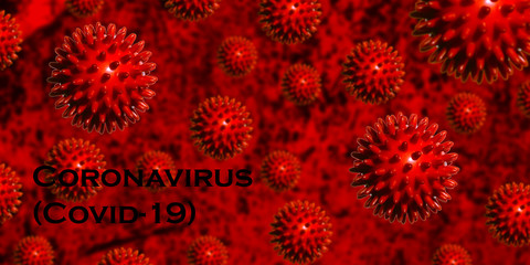 The inscription COVID-19 on a red background. The world health organization who has introduced a new official name for the coronavirus disease-COVID-19