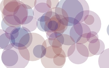 Multicolored translucent circles on a white background. Pink tones. 3D illustration