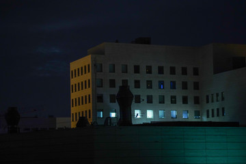 Building in Barcelona at night. Spain