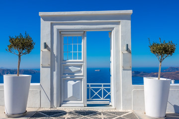 Gate to the Cafe on Caldera Santorini