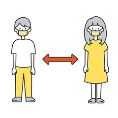 Vector Illustration of social distancing concept for preventing covid-19