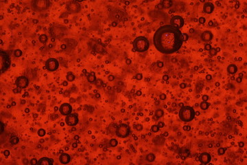 Bubbles on red background horizontal seamless pattern. Circle and liquid, light design, clear soapy...