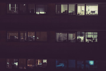 Building in Barcelona at night. Spain