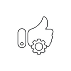 Thumb up gear vector icon symbol isolated on white background