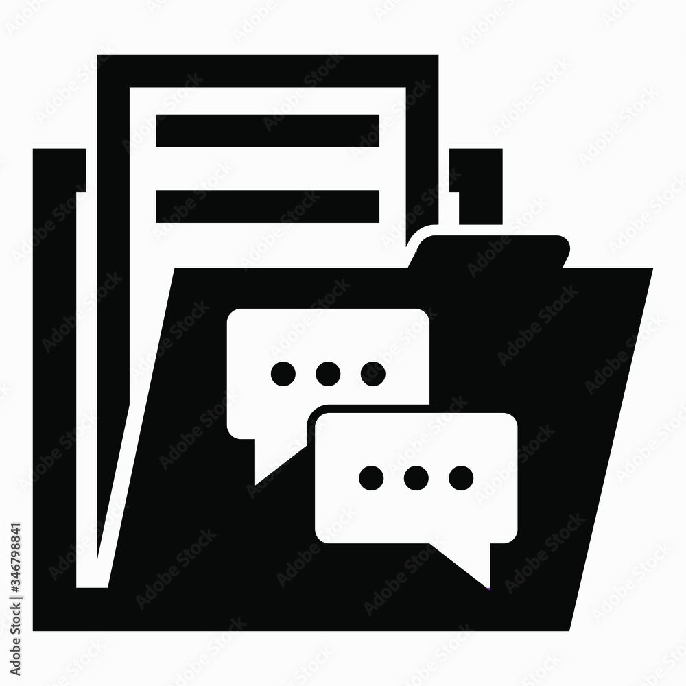 Poster folder and message icon. chat illustration. message history icon. notification archive. vector icon.