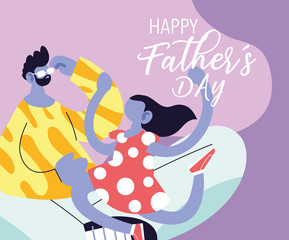 man and daughter, card of the happy father day