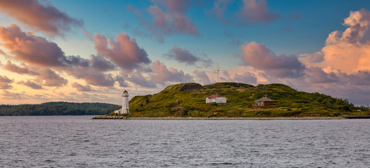 Lighthouse on Island Near Halifax Nova Scotia - obrazy, fototapety, plakaty