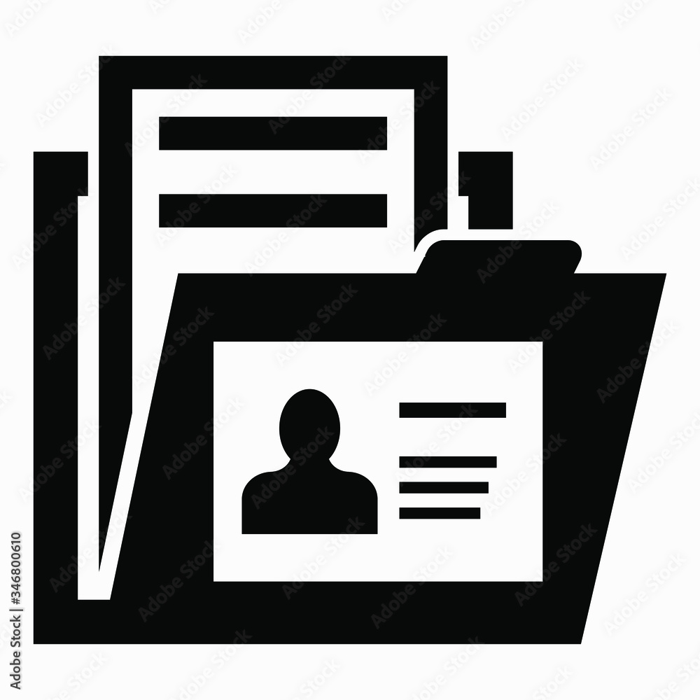 Poster folder and user card icon. user base. subscriber data. archive of workers. vector icon.