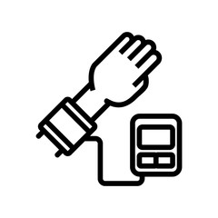 hand with tonometer cuff icon vector outline illustration