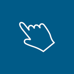 Obraz premium Hand Line Icon On Blue Background. Blue Flat Style Vector Illustration