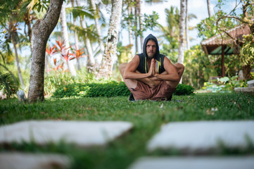 Man practice Yoga practice and meditation outdoor