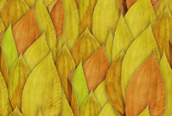 Seamless botanical dry pressed yellow leaves pattern