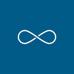 Infinity Line Icon On Blue Background. Blue Flat Style Vector Illustration