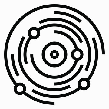 Flat Random Concentric Circles With Dots. Circle Icon In A Circle. Motion Illustration. New Lines In Circle Form. Vector Icon.