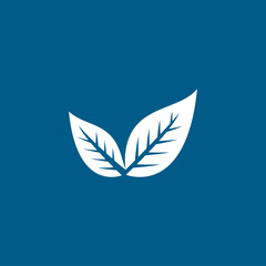 Leaf Icon On Blue Background. Blue Flat Style Vector Illustration
