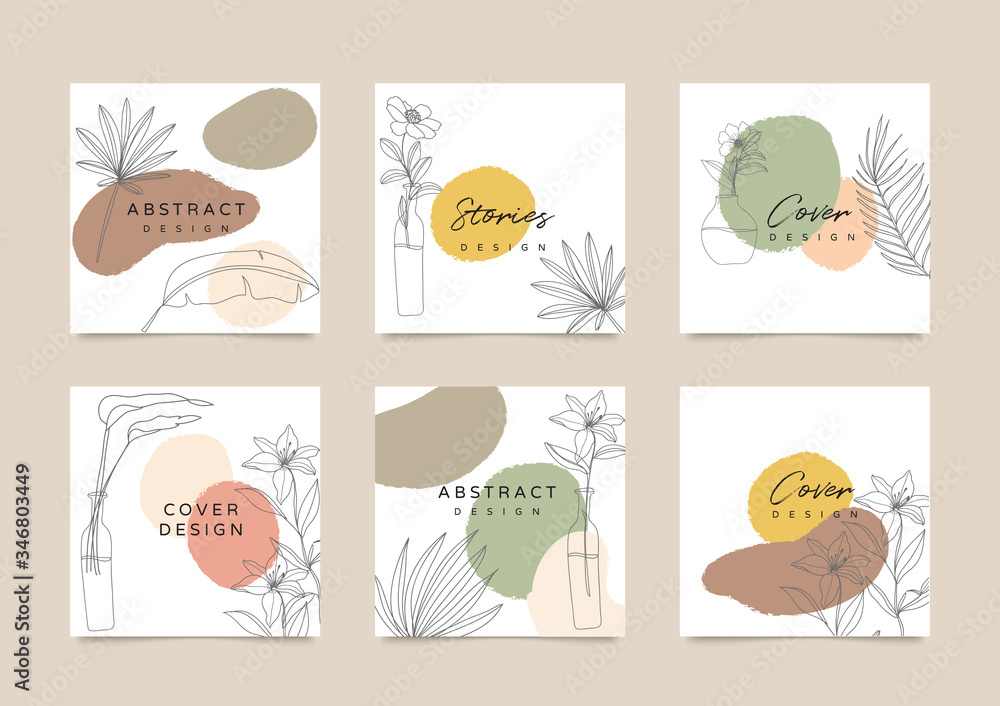 Aufkleber social media stories and post creative vector set. background template with copy space for text and 