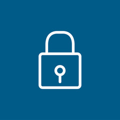 Lock Line Icon On Blue Background. Blue Flat Style Vector Illustration