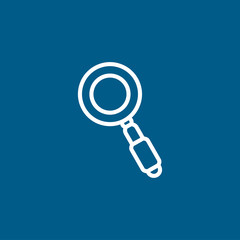Magnifying Glass Line Icon On Blue Background. Blue Flat Style Vector Illustration
