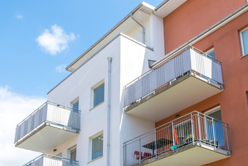 Modern Luxury Apartment Building Blue Sky Facade Home Residential Structure