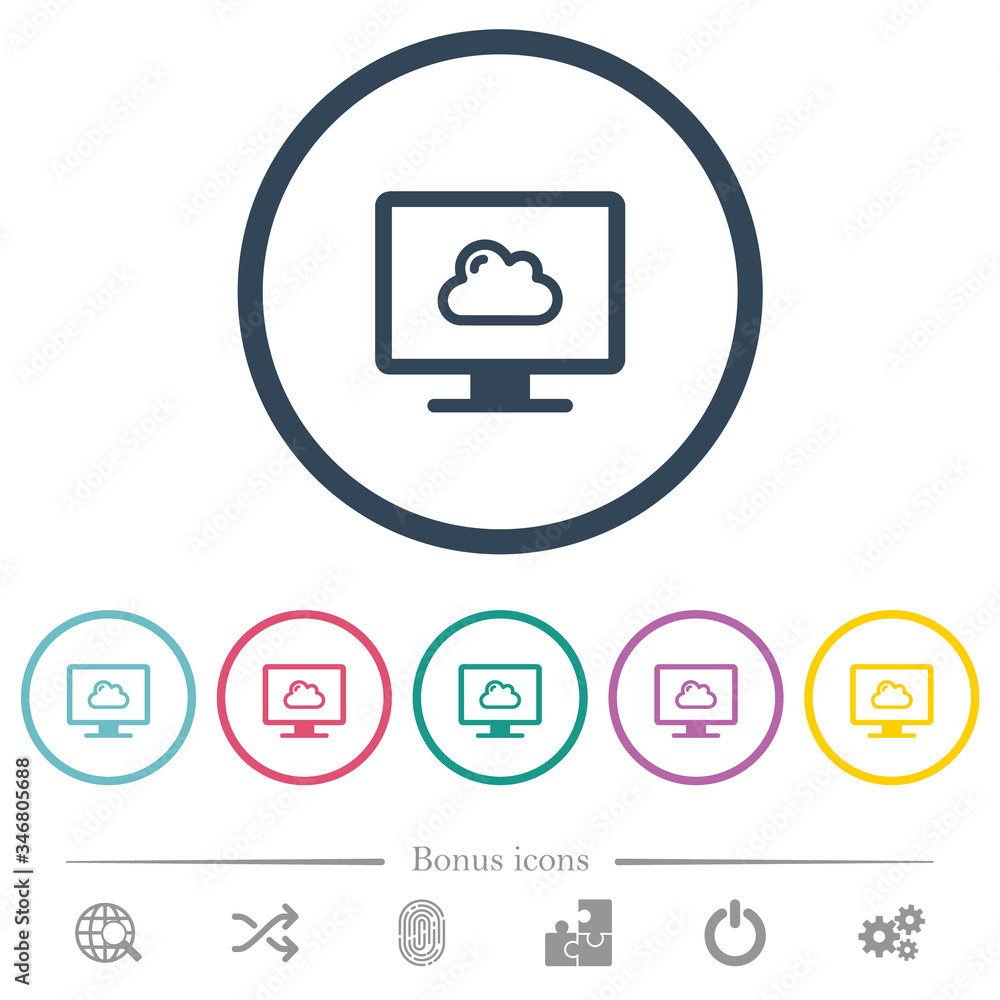 Aufkleber cloud computing flat color icons in round outlines