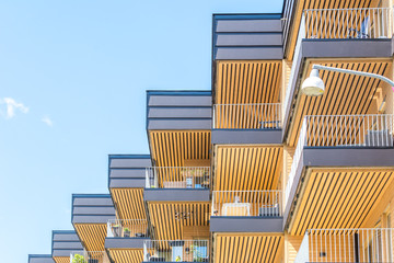 Modern Luxury Scandinavia Apartment Building Blue Sky Facade Home Residential Structure