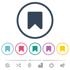 Bookmark flat color icons in round outlines
