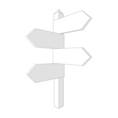 Vector blank direction signpost sign arrow icon isolated on background