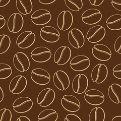 Seamless pattern of coffe in beans. Vector illustration