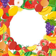 Frame with vegetables and fruits. Vector illustration